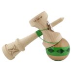 Kendama X Originala FREQUENCY, Profesionala, Embo, Cupe Mari KING SIZE V3, Super Sticky, Gaura in Baza, Rulment Metalic, din lemn 18 cm, Ata 55 cm, Verde/Maro - imagine 4