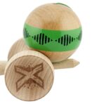 Kendama X Originala FREQUENCY, Profesionala, Embo, Cupe Mari KING SIZE V3, Super Sticky, Gaura in Baza, Rulment Metalic, din lemn 18 cm, Ata 55 cm, Verde/Maro - imagine 8