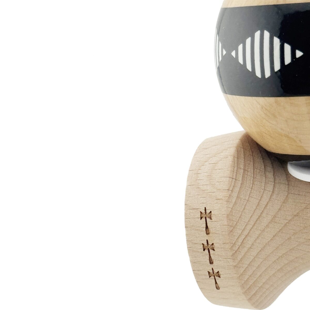 Kendama X Originala FREQUENCY, Profesionala, Embo, Cupe Mari KING SIZE V3, Super Sticky, Gaura in Baza, Rulment Metalic, din lemn 18 cm, Ata 55 cm, Negru/Maro - imagine 7