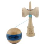 Kendama X Originala FREQUENCY, Profesionala, Embo, Cupe Mari KING SIZE V3, Super Sticky, Gaura in Baza, Rulment Metalic, din lemn 18 cm, Ata 55 cm, Albastru/Maro - imagine 4