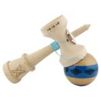 Kendama X Originala FREQUENCY, Profesionala, Embo, Cupe Mari KING SIZE V3, Super Sticky, Gaura in Baza, Rulment Metalic, din lemn 18 cm, Ata 55 cm, Albastru/Maro - imagine 5