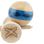 Kendama X Originala FREQUENCY, Profesionala, Embo, Cupe Mari KING SIZE V3, Super Sticky, Gaura in Baza, Rulment Metalic, din lemn 18 cm, Ata 55 cm, Albastru/Maro - imagine 8