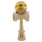 Kendama X Originala FREQUENCY, Profesionala, Embo, Cupe Mari KING SIZE V3, Super Sticky, Gaura in Baza, Rulment Metalic, din lemn 18 cm, Ata 55 cm, Galben/Maro - imagine 2