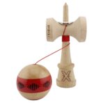 Kendama X Originala FREQUENCY, Profesionala, Embo, Cupe Mari KING SIZE V3, Super Sticky, Gaura in Baza, Rulment Metalic, din lemn 18 cm, Ata 55 cm, Rosu/Maro - imagine 4