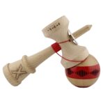 Kendama X Originala FREQUENCY, Profesionala, Embo, Cupe Mari KING SIZE V3, Super Sticky, Gaura in Baza, Rulment Metalic, din lemn 18 cm, Ata 55 cm, Rosu/Maro - imagine 5