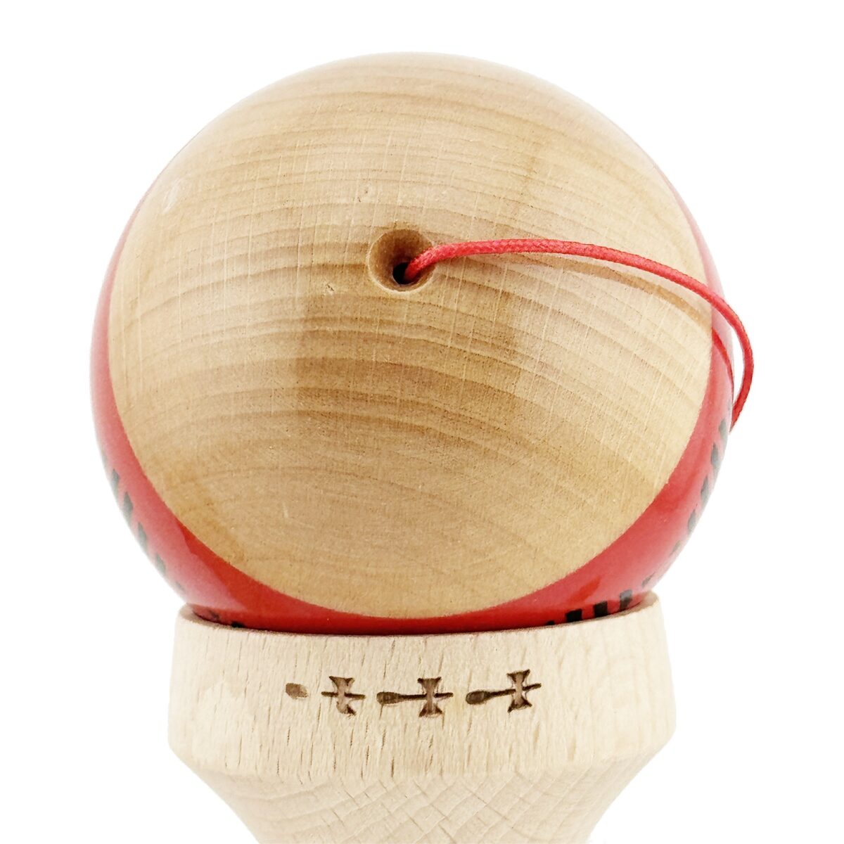 Kendama X Originala FREQUENCY, Profesionala, Embo, Cupe Mari KING SIZE V3, Super Sticky, Gaura in Baza, Rulment Metalic, din lemn 18 cm, Ata 55 cm, Rosu/Maro - imagine 9