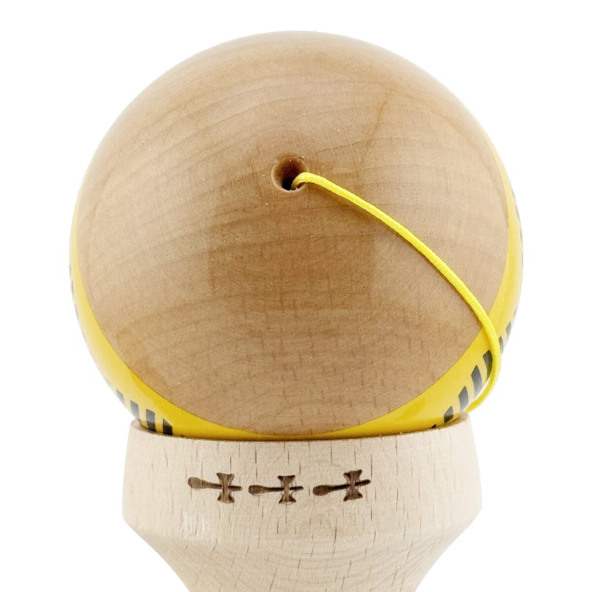 Kendama X Originala FREQUENCY, Profesionala, Embo, Cupe Mari KING SIZE V3, Super Sticky, Gaura in Baza, Rulment Metalic, din lemn 18 cm, Ata 55 cm, Galben/Maro - imagine 10