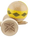 Kendama X Originala FREQUENCY, Profesionala, Embo, Cupe Mari KING SIZE V3, Super Sticky, Gaura in Baza, Rulment Metalic, din lemn 18 cm, Ata 55 cm, Galben/Maro - imagine 16