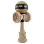 Kendama X Originala FREQUENCY, Profesionala, Embo, Cupe Mari KING SIZE V3, Super Sticky, Gaura in Baza, Rulment Metalic, din lemn 18 cm, Ata 55 cm, Negru/Maro