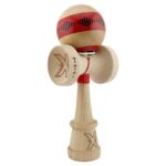 Kendama X Originala FREQUENCY, Profesionala, Embo, Cupe Mari KING SIZE V3, Super Sticky, Gaura in Baza, Rulment Metalic, din lemn 18 cm, Ata 55 cm, Rosu/Maro