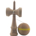 Kendama X Originala, Profesionala, Embo, din Lemn, 18 cm, cu Dunga, Galben, Lemn - imagine 2