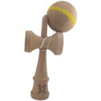 Kendama X Originala, Profesionala, Embo, din Lemn, 18 cm, cu Dunga, Galben, Lemn - imagine 3