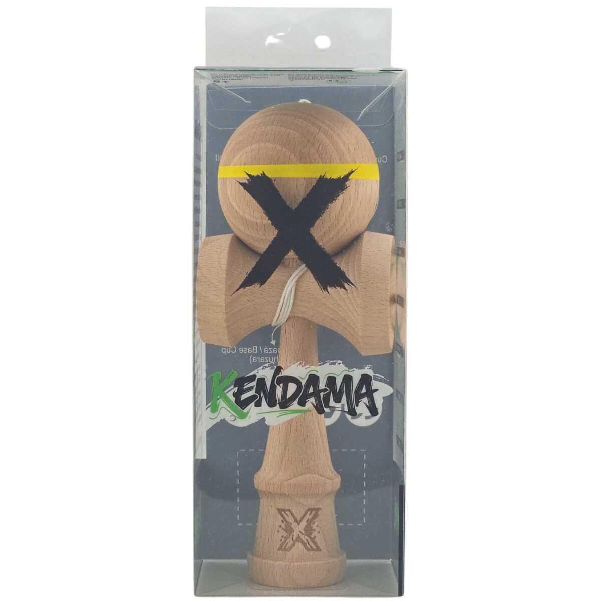 Kendama X Originala, Profesionala, Embo, din Lemn, 18 cm, cu Dunga, Galben, Lemn - imagine 4