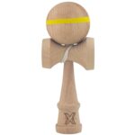 Kendama X Originala, Profesionala, Embo, din Lemn, 18 cm, cu Dunga, Galben, Lemn