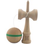Kendama X Originala, Profesionala, Embo, din Lemn,18 cm, Model cu Dunga Verde - imagine 2