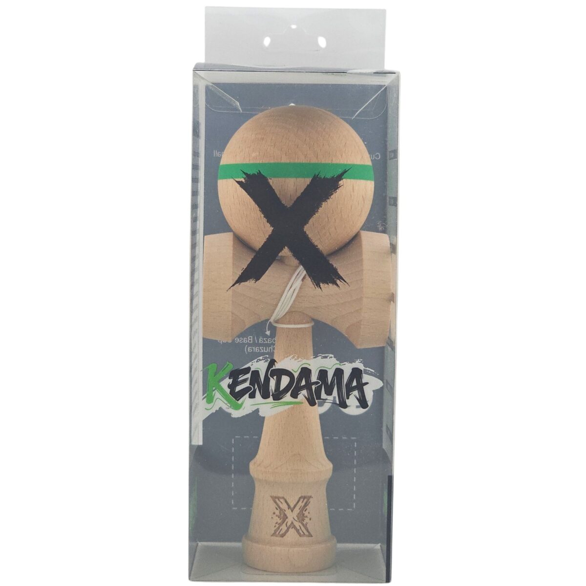 Kendama X Originala, Profesionala, Embo, din Lemn,18 cm, Model cu Dunga Verde - imagine 4