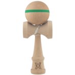 Kendama X Originala, Profesionala, Embo, din Lemn,18 cm, Model cu Dunga Verde