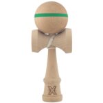 Kendama X Originala, Profesionala, Embo, din Lemn,18 cm, Model cu Dunga Verde