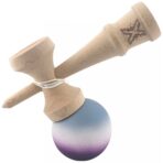 Kendama X Originala, Profesionala, Embo, Rubber Grip, din Lemn, 18 cm, Gri/Alb/Mov - imagine 3