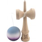 Kendama X Originala, Profesionala, Embo, Rubber Grip, din Lemn, 18 cm, Gri/Alb/Mov - imagine 4