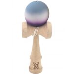 Kendama X Originala, Profesionala, Embo, Rubber Grip, din Lemn, 18 cm, Gri/Alb/Mov