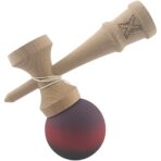 Kendama X Originala, Profesionala, Embo, 18 cm, din Lemn, Rubber Grip, Mov/Rosu/Negru - imagine 3