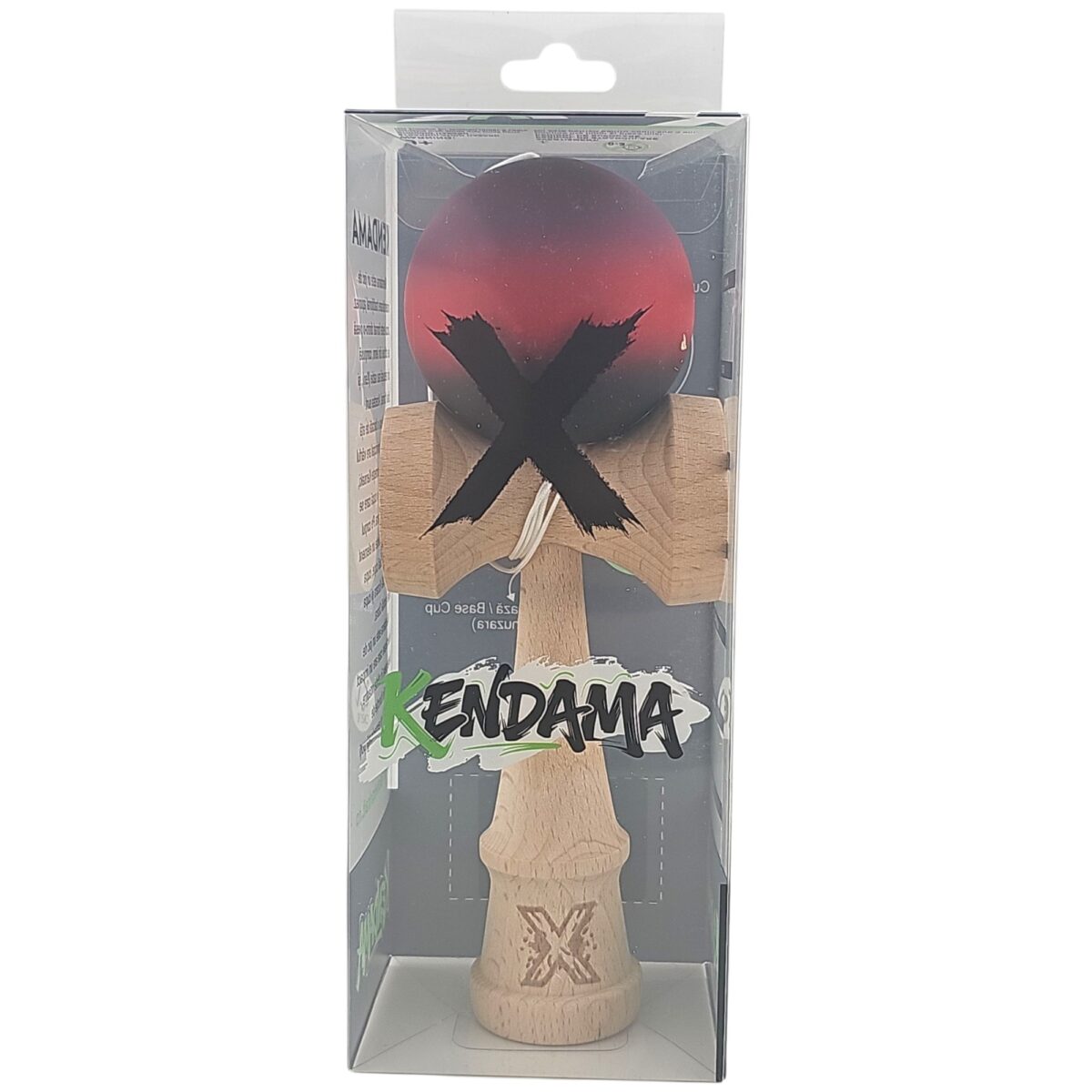 Kendama X Originala, Profesionala, Embo, 18 cm, din Lemn, Rubber Grip, Mov/Rosu/Negru - imagine 4