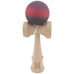 Kendama X Originala, Profesionala, Embo, 18 cm, din Lemn, Rubber Grip, Mov/Rosu/Negru