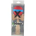Kendama X Originala, Profesionala, Embo, 18 cm, din Lemn, Rubber Grip, Rosu/Albastru - imagine 4