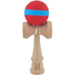 Kendama X Originala, Profesionala, Embo, 18 cm, din Lemn, Rubber Grip, Rosu/Albastru
