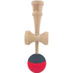 Kendama X Originala, Profesionala, Embo, 18 cm, din Lemn, Rubber Grip, Rosu/Negru - imagine 2