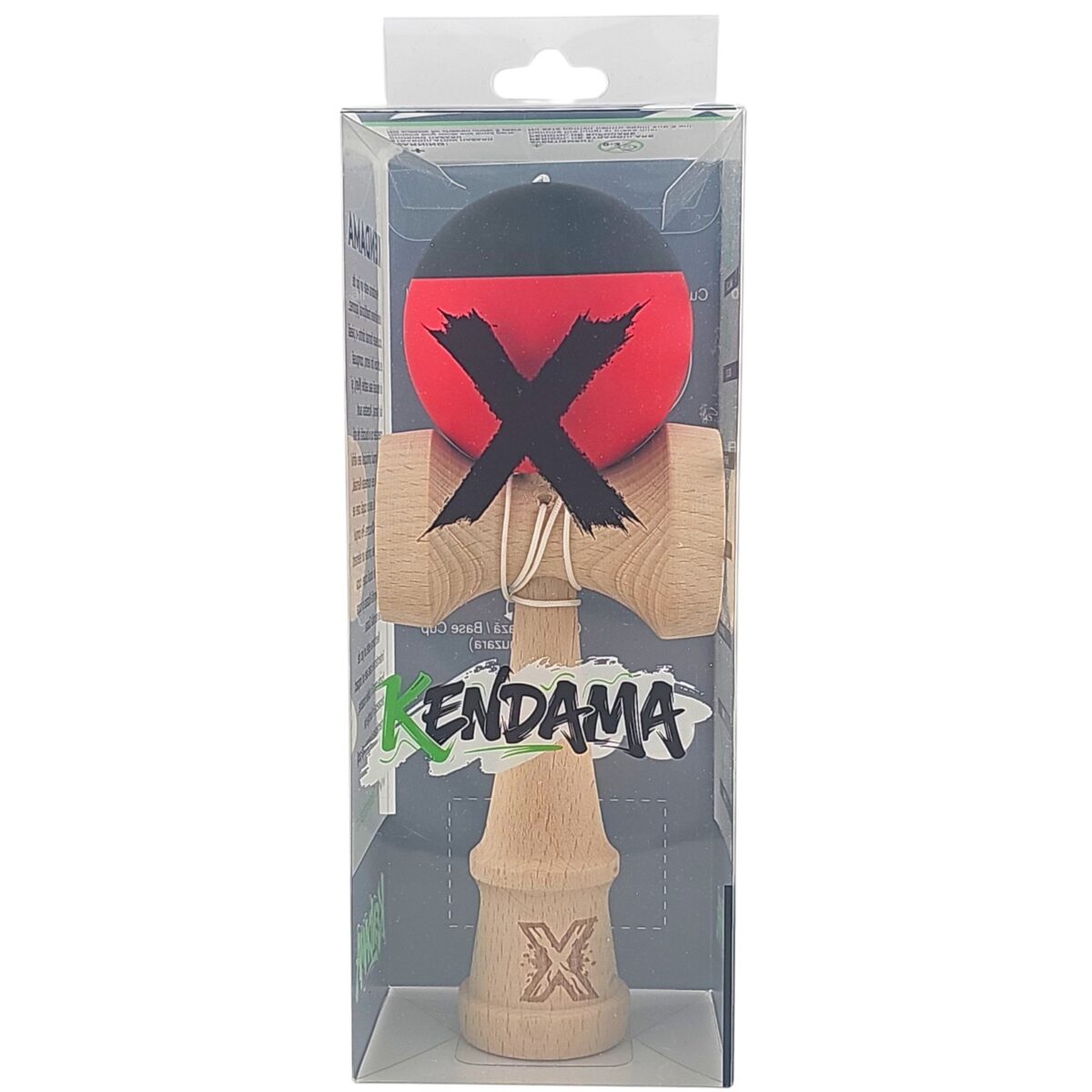 Kendama X Originala, Profesionala, Embo, 18 cm, din Lemn, Rubber Grip, Rosu/Negru - imagine 4