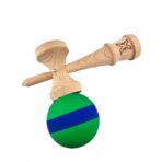 Kendama X Originala, Profesionala, Embo, 18 cm, din Lemn, Rubber Grip, Verde/Albastru - imagine 4