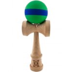 Kendama X Originala, Profesionala, Embo, 18 cm, din Lemn, Rubber Grip, Verde/Albastru