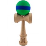 Kendama X Originala, Profesionala, Embo, 18 cm, din Lemn, Rubber Grip, Verde/Albastru