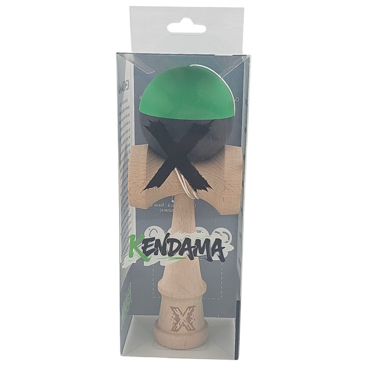 Kendama X Originala, Profesionala, Embo, 18 cm, din Lemn, Verde/Negru - imagine 4