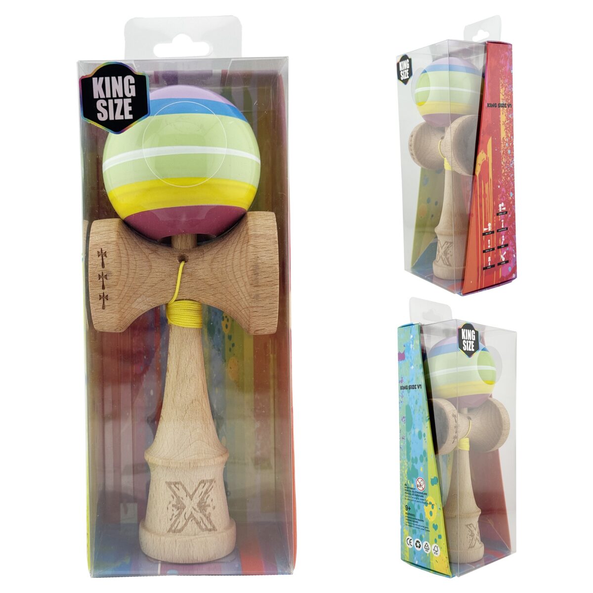 Kendama X SPECTRUM Originala, Profesionala, Embo, Big Cups V2, Super Sticky Legendary Cupe Mari, Rulment Metalic cu Ata 55 cm, Multicolor - imagine 5