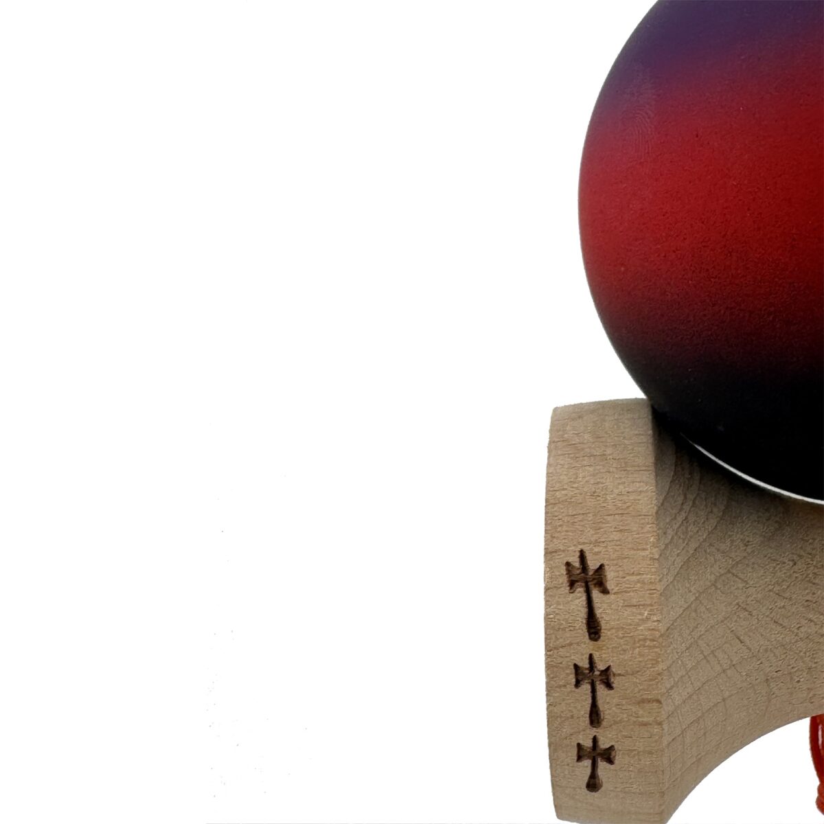Kendama X Originala, Profesionala, Embo, Big Cups V2, Rubber Grip cu Cupe Mari, Rulment Metalic cu Ata 55 cm,Â Mov/Rosu/Negru - imagine 7