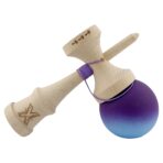 Kendama X Originala, Profesionala, Embo, Big Cups V2, Rubber Grip cu Cupe Mari, Rulment Metalic cu Ata 55 cm, Violet/Albastru - imagine 4