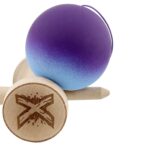 Kendama X Originala, Profesionala, Embo, Big Cups V2, Rubber Grip cu Cupe Mari, Rulment Metalic cu Ata 55 cm, Violet/Albastru - imagine 6