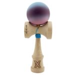 Kendama X Originala, Profesionala, Embo, Big Cups V2, Rubber Grip cu Cupe Mari, Rulment Metalic cu Ata 55 cm,Â Gradient Albastru/Mov/Roz