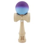 Kendama X Originala, Profesionala, Embo, Big Cups V2, Rubber Grip cu Cupe Mari, Rulment Metalic cu Ata 55 cm, Gradient Mov/ Albastru