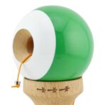 Kendama X Originala, Profesionala, Embo, Big Cups V2, Super Sticky cu Cupe Mari, din lemn 18 cm, Rulment Metalic cu Ata 55 cm, Verde/Alb - imagine 5