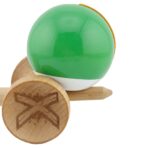 Kendama X Originala, Profesionala, Embo, Big Cups V2, Super Sticky cu Cupe Mari, din lemn 18 cm, Rulment Metalic cu Ata 55 cm, Verde/Alb - imagine 7