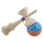 Kendama X Originala, Profesionala, Embo, Big Cups V2, Super Sticky cu Cupe Mari, din lemn 18 cm, Rulment Metalic cu Ata 55 cm, Albastru/Portocaliu - imagine 4