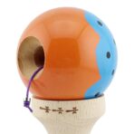 Kendama X Originala, Profesionala, Embo, Big Cups V2, Super Sticky cu Cupe Mari, din lemn 18 cm, Rulment Metalic cu Ata 55 cm, Albastru/Portocaliu - imagine 5