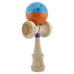 Kendama X Originala, Profesionala, Embo, Big Cups V2, Super Sticky cu Cupe Mari, din lemn 18 cm, Rulment Metalic cu Ata 55 cm, Albastru/Portocaliu - imagine 9