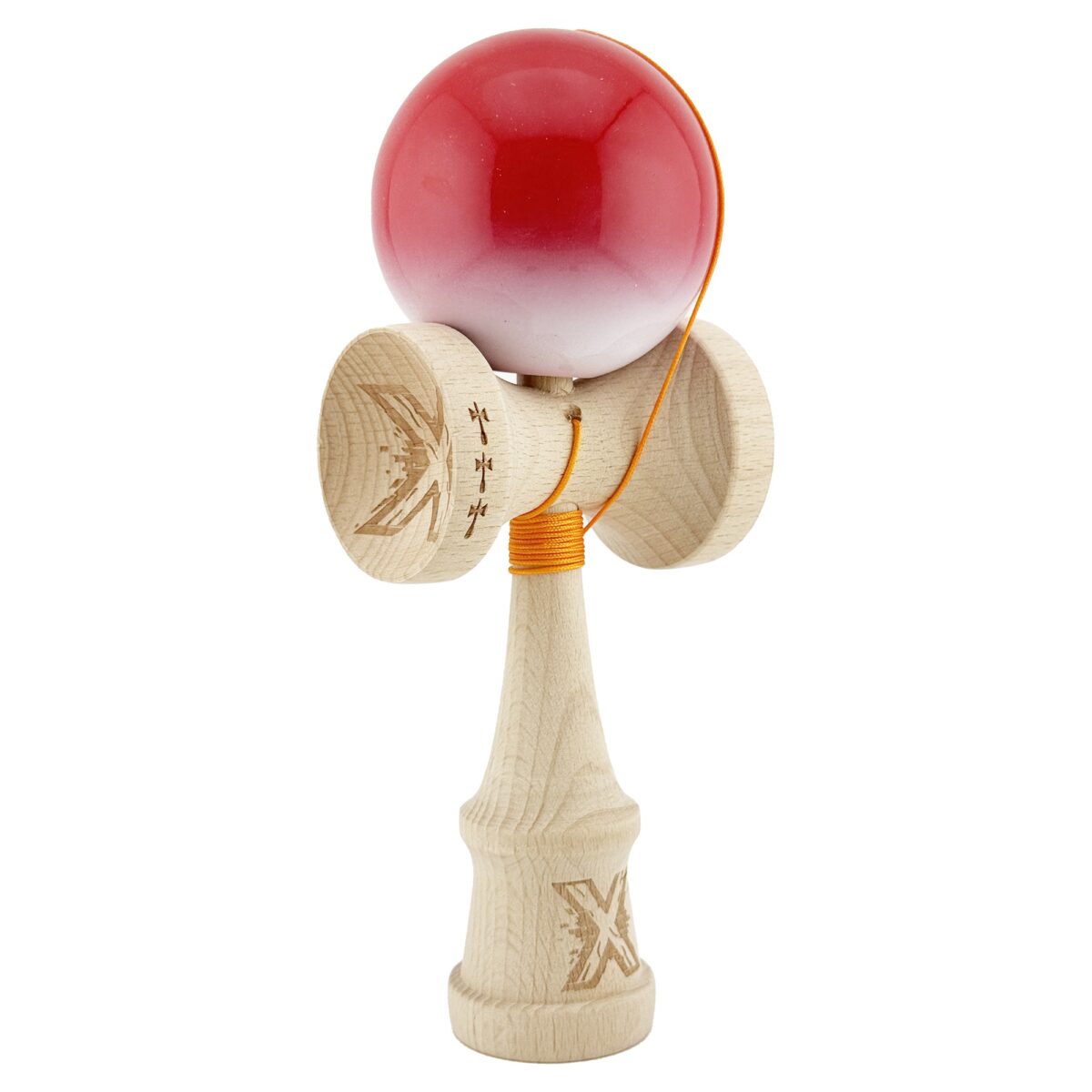 kendama-x-originala-profesionala-flippy-big-cups-v2-super-sticky-cu-cupe-mari-din-lemn-18-cm-rulment-69173028bd673 Kendama X Originala, Profesionala, Embo, Big Cups V2, Super Sticky cu Cupe Mari, din lemn 18 cm, Rulment Metalic cu Ata 55 cm, Gradient Rosu/Alb - imagine 2