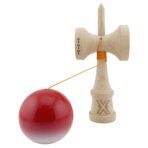 Kendama X Originala, Profesionala, Embo, Big Cups V2, Super Sticky cu Cupe Mari, din lemn 18 cm, Rulment Metalic cu Ata 55 cm, Gradient Rosu/Alb - imagine 3