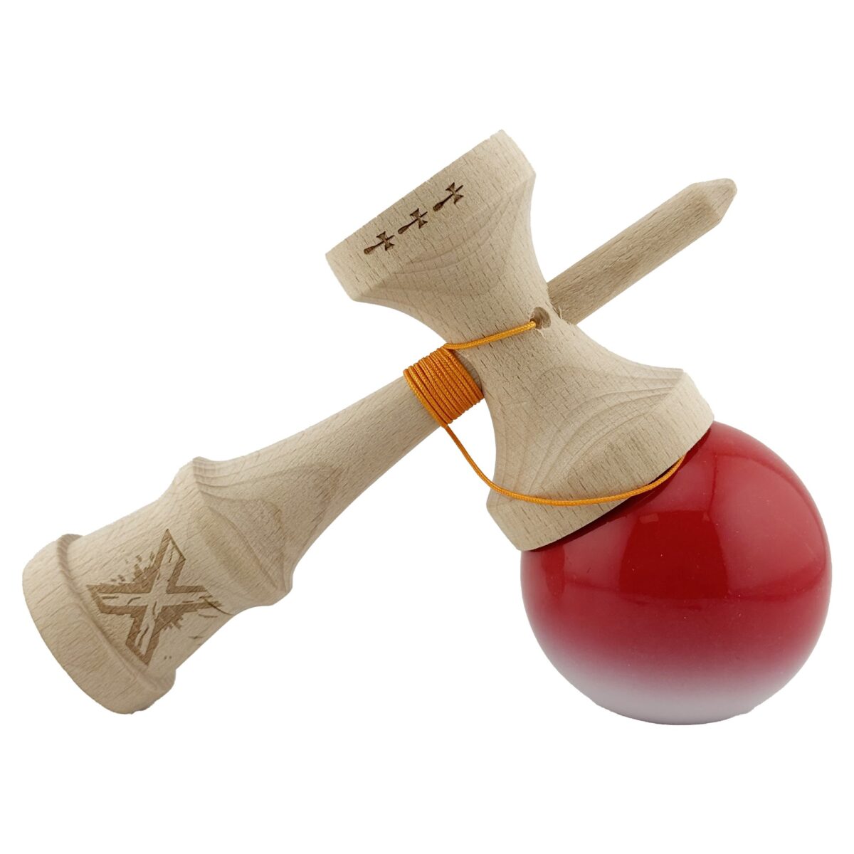 kendama-x-originala-profesionala-flippy-big-cups-v2-super-sticky-cu-cupe-mari-din-lemn-18-cm-rulment-69173029412f2 Kendama X Originala, Profesionala, Embo, Big Cups V2, Super Sticky cu Cupe Mari, din lemn 18 cm, Rulment Metalic cu Ata 55 cm, Gradient Rosu/Alb - imagine 4